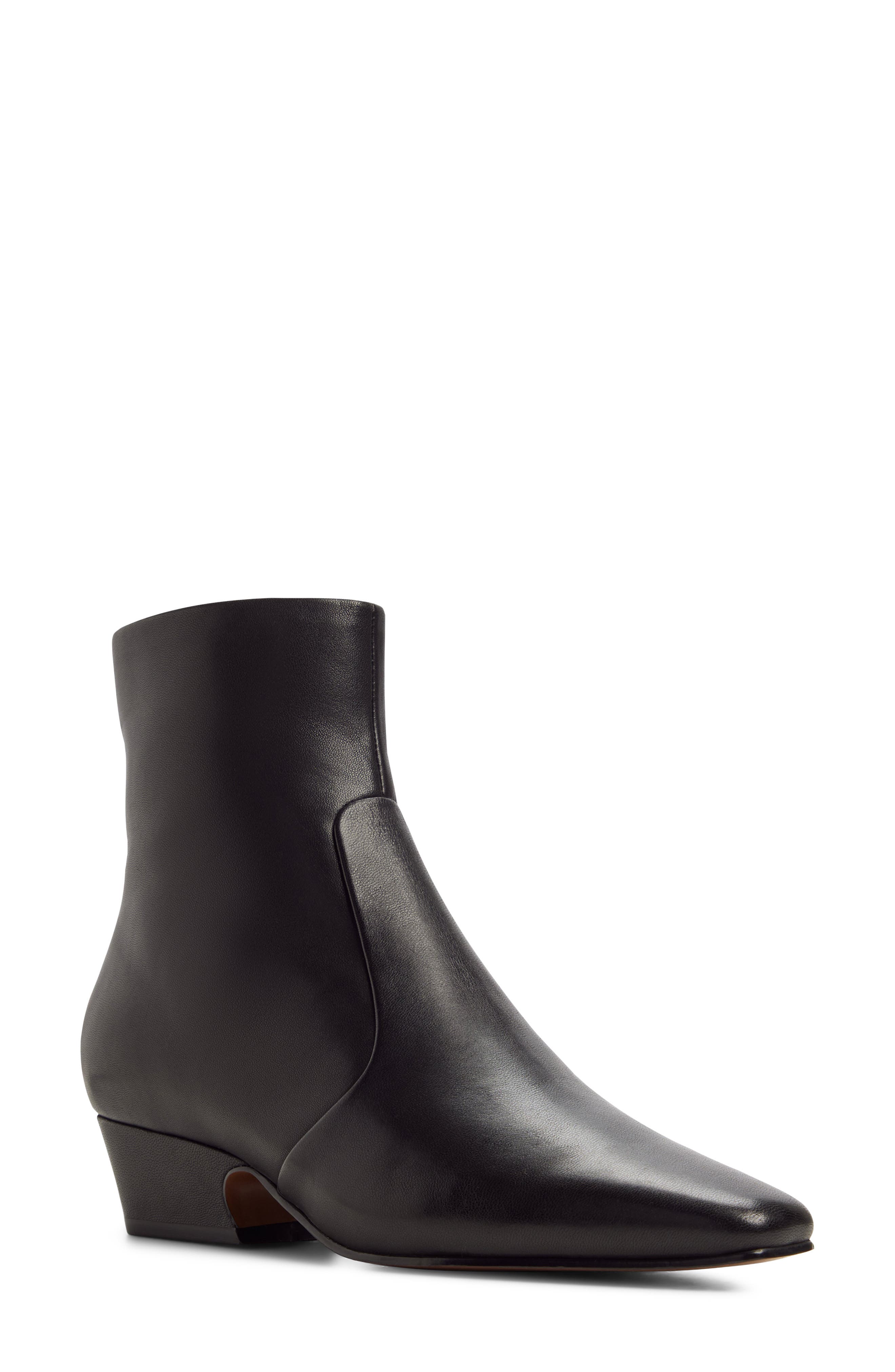 Frannie Leather Bootie, Main, color, BLACK
