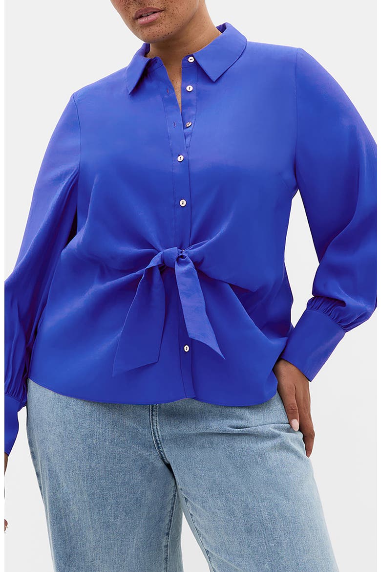 Isabella Tie Front Shirt, Main, color, OCEAN BLUE
