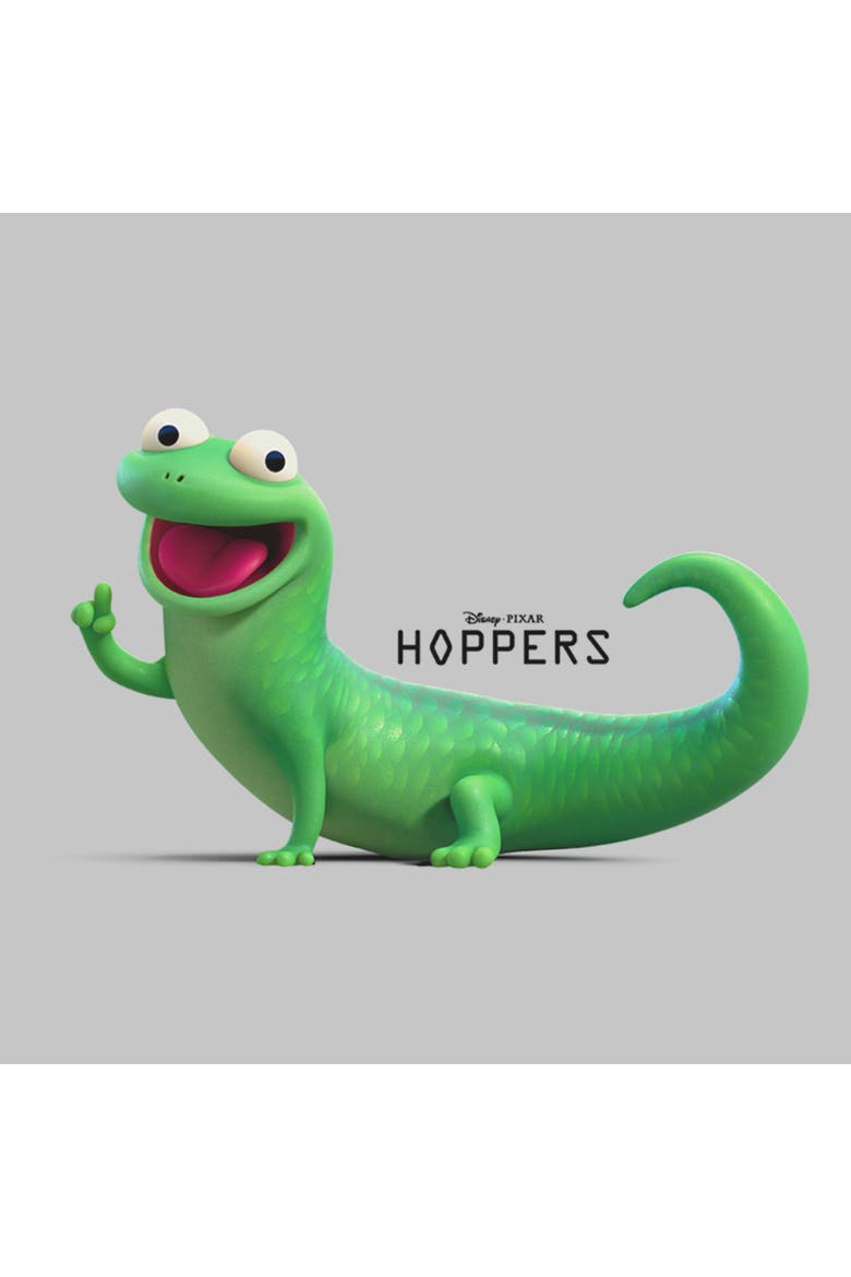 Junior's Hoppers Tom Lizard Happy and Cute Pose  Graphic T-Shirt, Alternate, color, Athletic Heather