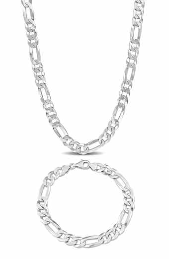 Men's Flat Figaro Chain Necklace & Bracelet Set