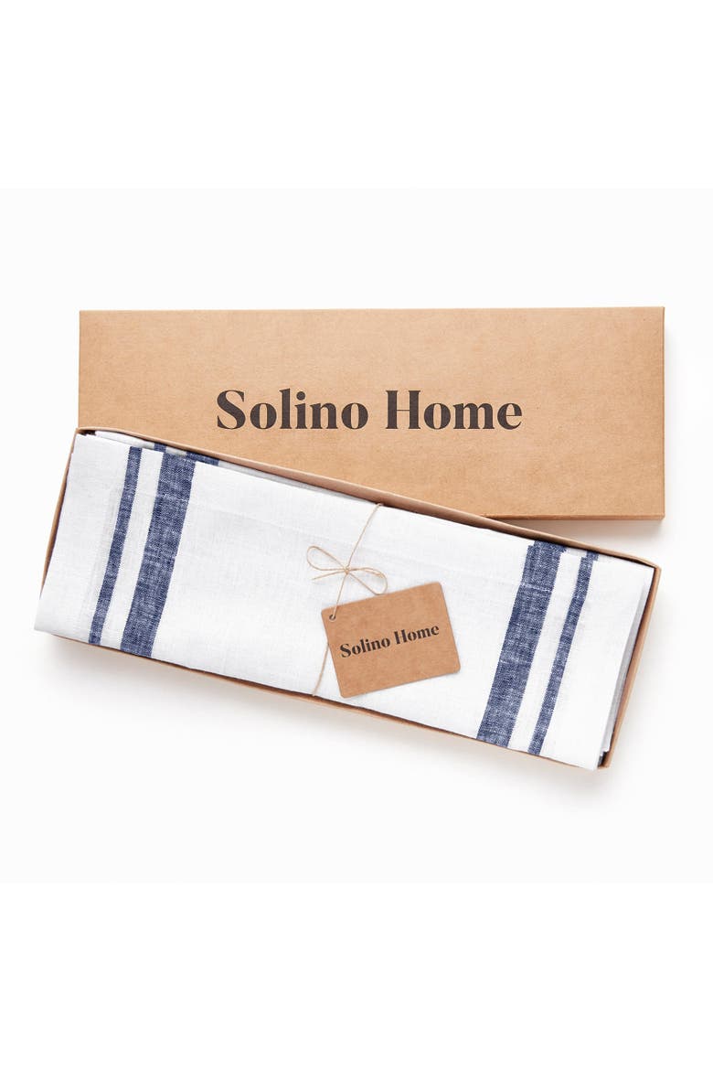 Linen Placemats Set of 4, 14 x 19" - French Stripe, Alternate, color, Navy and White