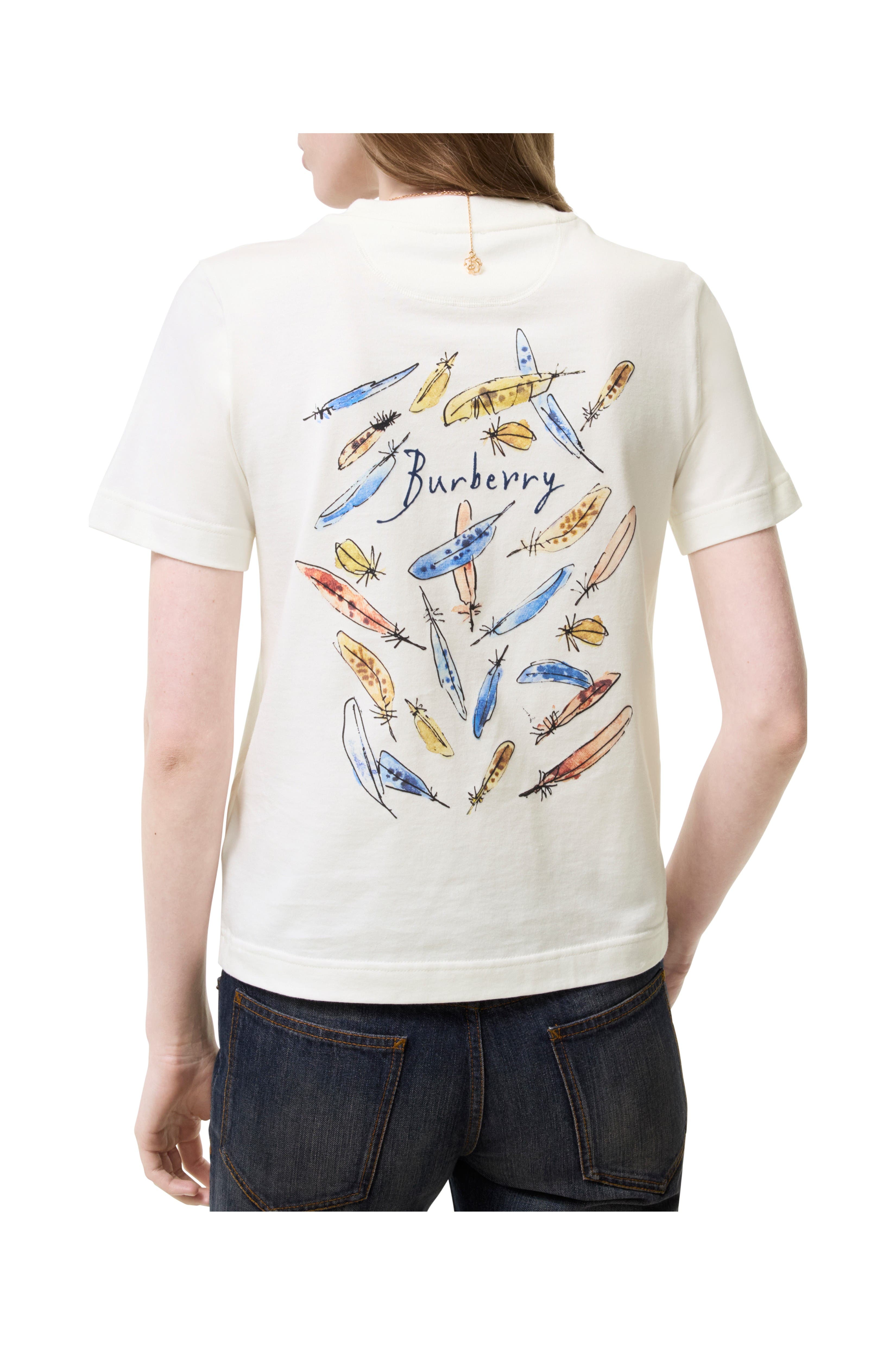 Feather Print Cotton T-shirt - image 2