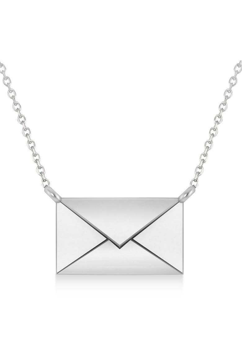 Engravable Love Letter Envelope Pendant Necklace 14k Yellow Gold, Main, color, White Gold
