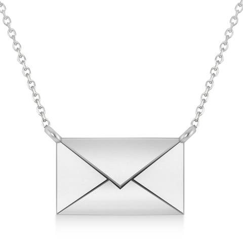 Engravable Love Letter Envelope Pendant Necklace 14k Yellow Gold