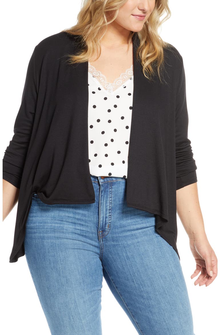 Gibson High/Low Cardigan, Alternate, color, BLACK
