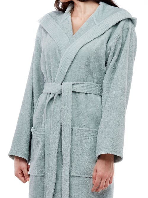 Arus Cotton Full Length Hooded Bathrobe In Green