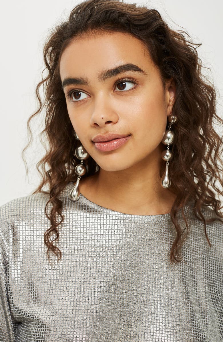 Topshop Oversized Foil Tee, Alternate, color,