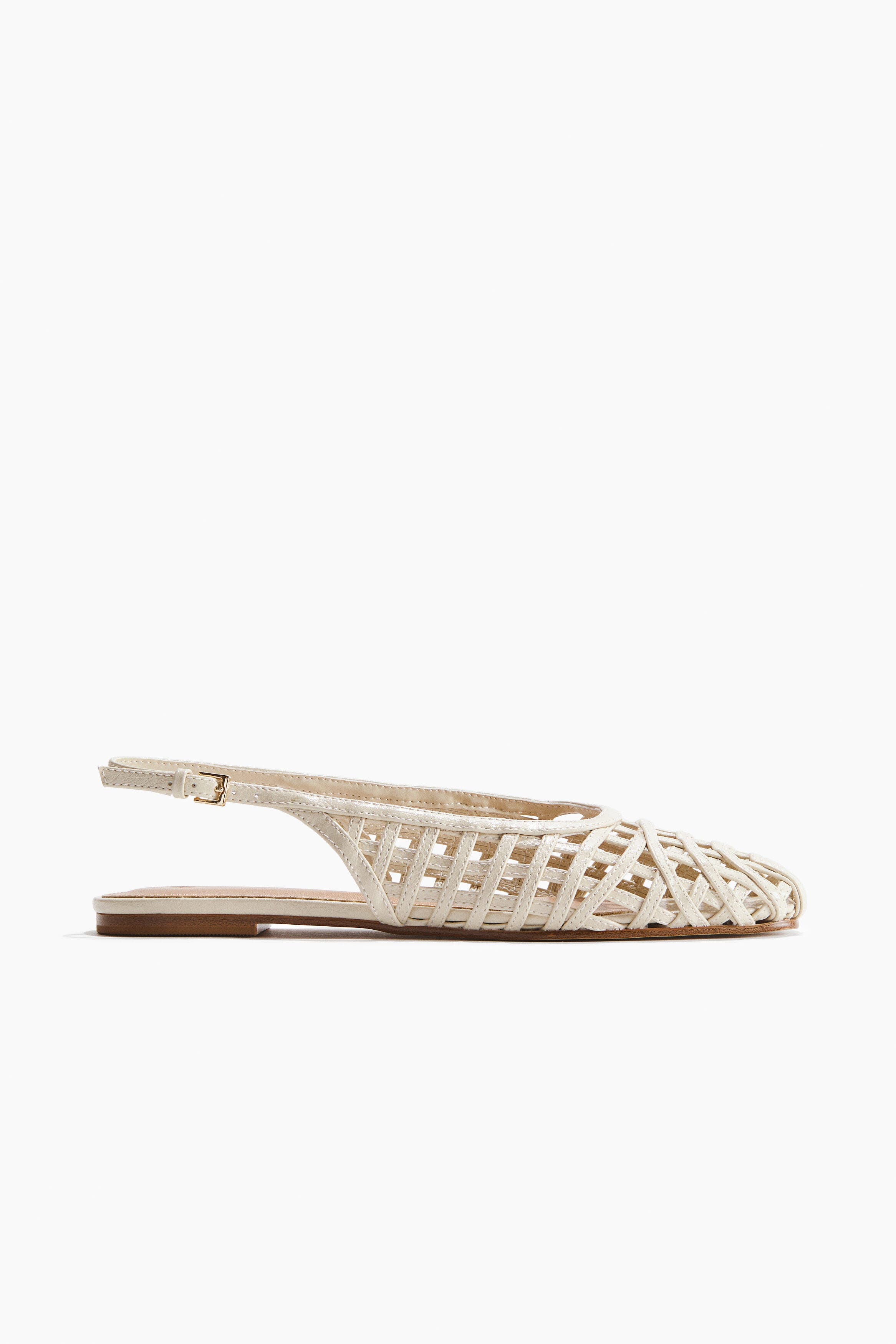 H&M Braided-look Slingbacks, Alternate, color, Light Beige