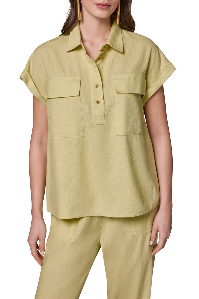 Dolman Sleeve Linen Blend Shirt, Main, color, CITRUS