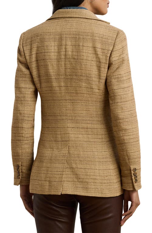 Ralph Lauren Herringbone Linen-blend Tweed Blazer In Brown