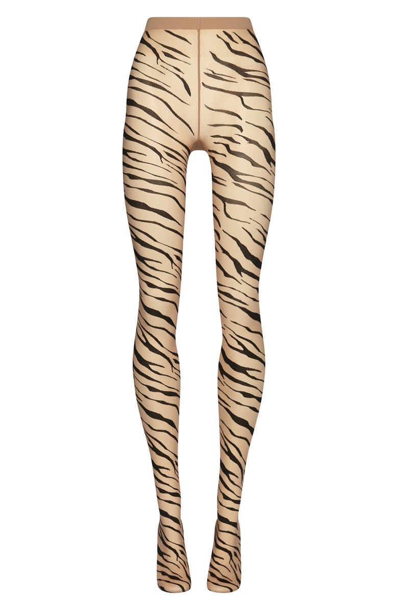 Wolford Tiger Print Tights, Alternate, color, 