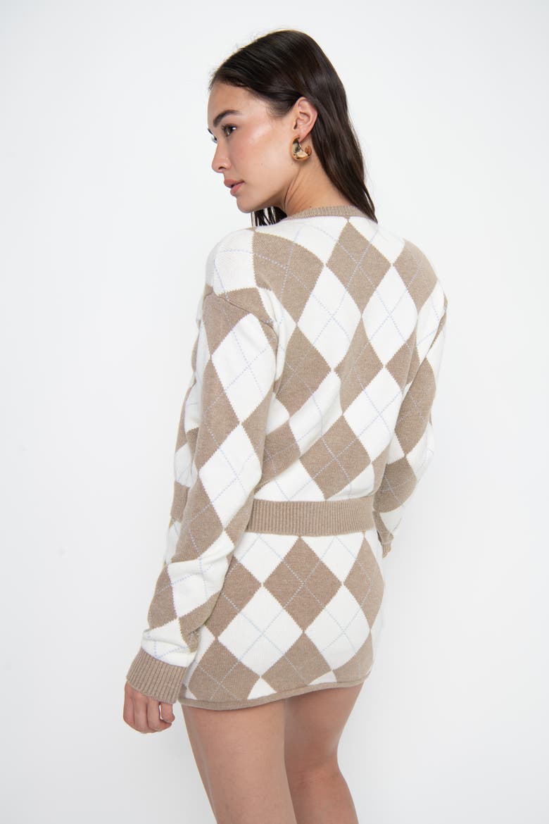 Throw On Cardigan, Alternate, color, Neutral Argyle Knit