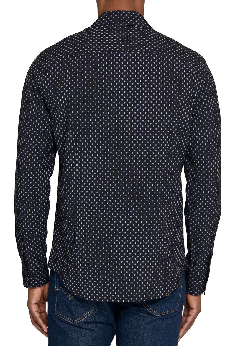 Basic Slim Fit Black Micropaisley Performance Button-Up Shirt, Alternate, color, BLACK