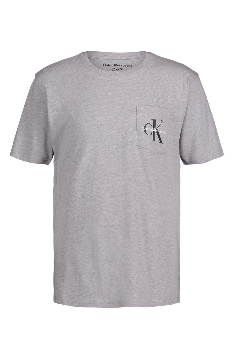 Calvin Klein Kids' Core Monogram Logo Cotton Pocket T-Shirt, Main, color, Light Grey