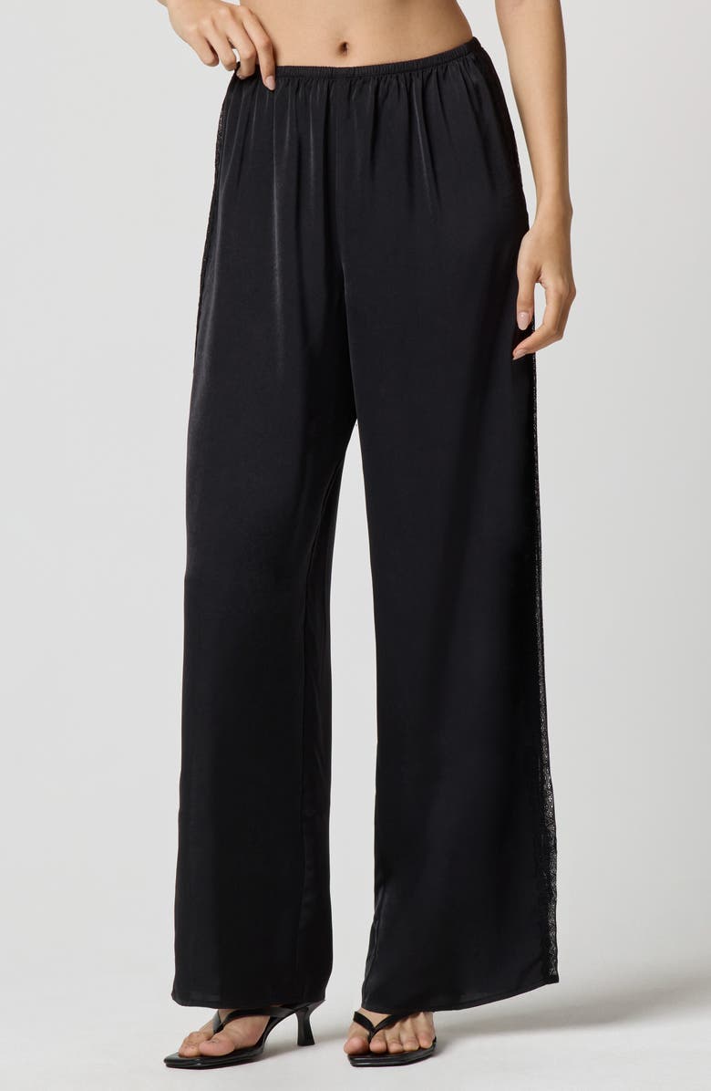 Florence by Mills Silky Satin Sleep Pants, Main, color, Black