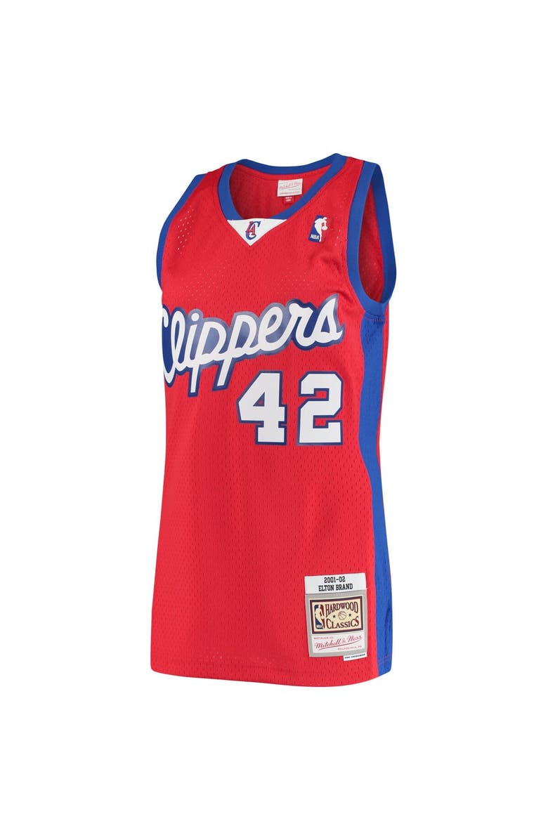 Mitchell & Ness Men's Mitchell & Ness Elton Brand Red LA Clippers 2000/01 Hardwood Classics Swingman Jersey - Statement Edition, Alternate, color, 