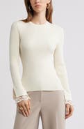 Nordstrom Lace Cuff Ribbed Sweater