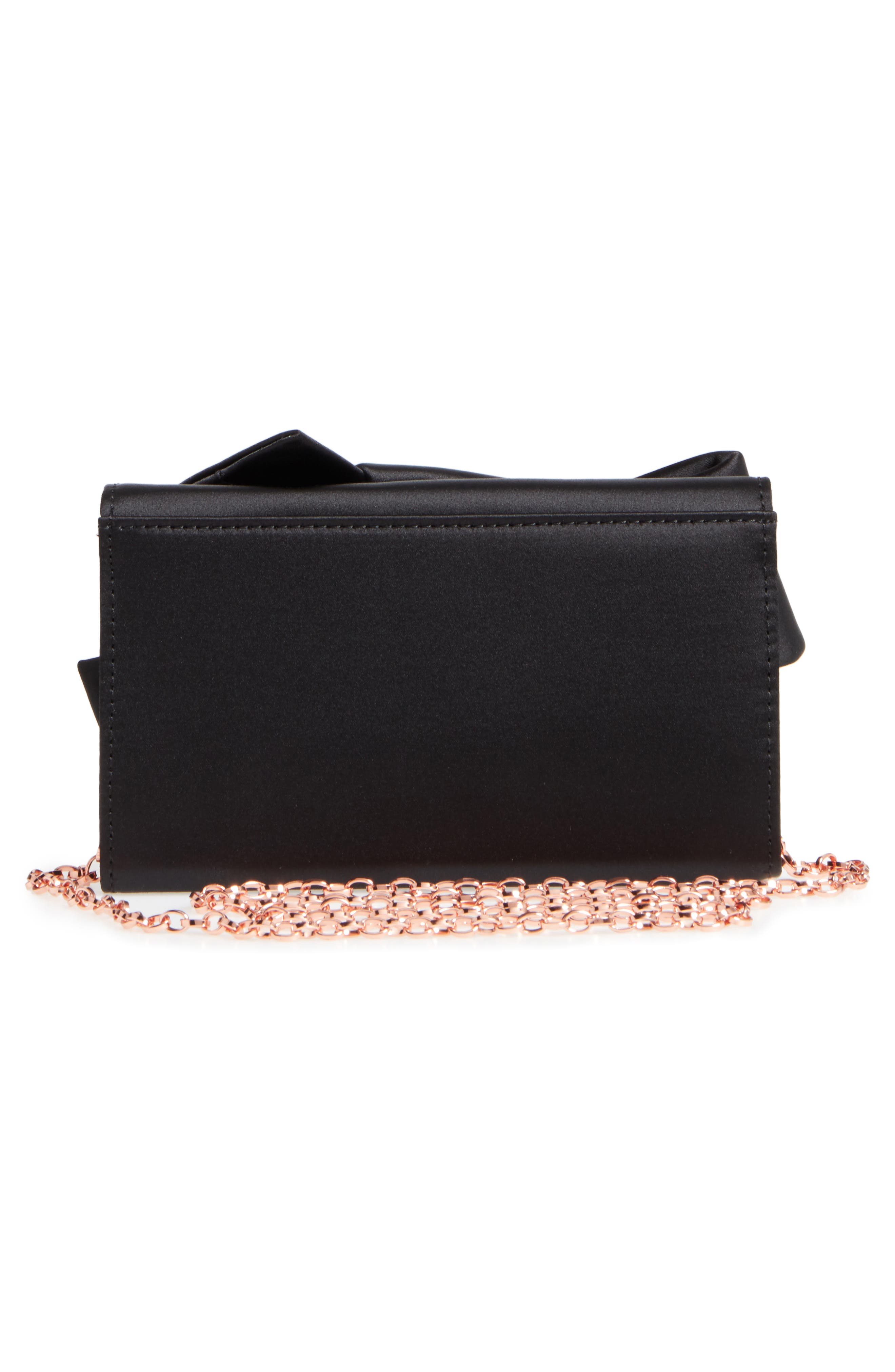 Fefee Satin Knotted Bow Clutch, Alternate, color, BLACK