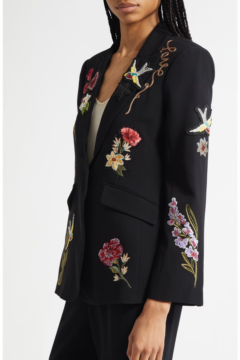 Cheyenne Western Americana Appliqué Scrunched Blazer, Alternate, color, BLACK/ MULTI
