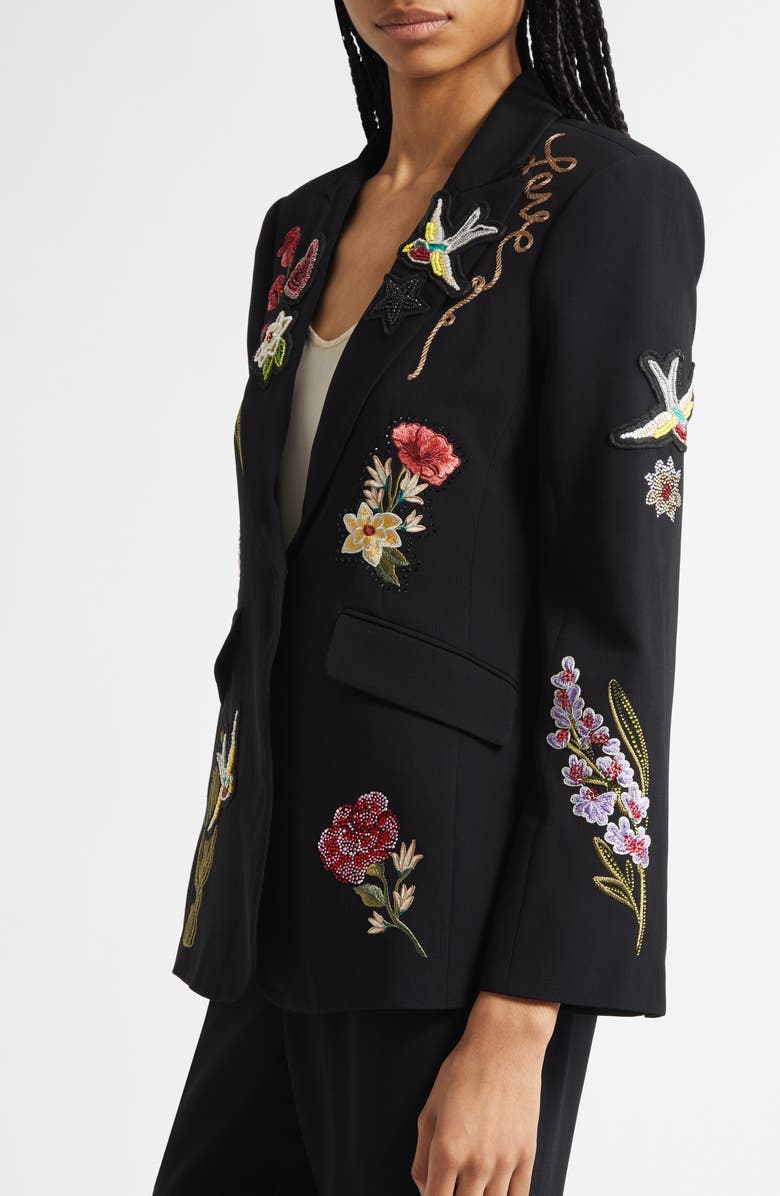 Cinq à Sept Cheyenne Western Americana Appliqué Scrunched Blazer, Alternate, color, Black/ Multi