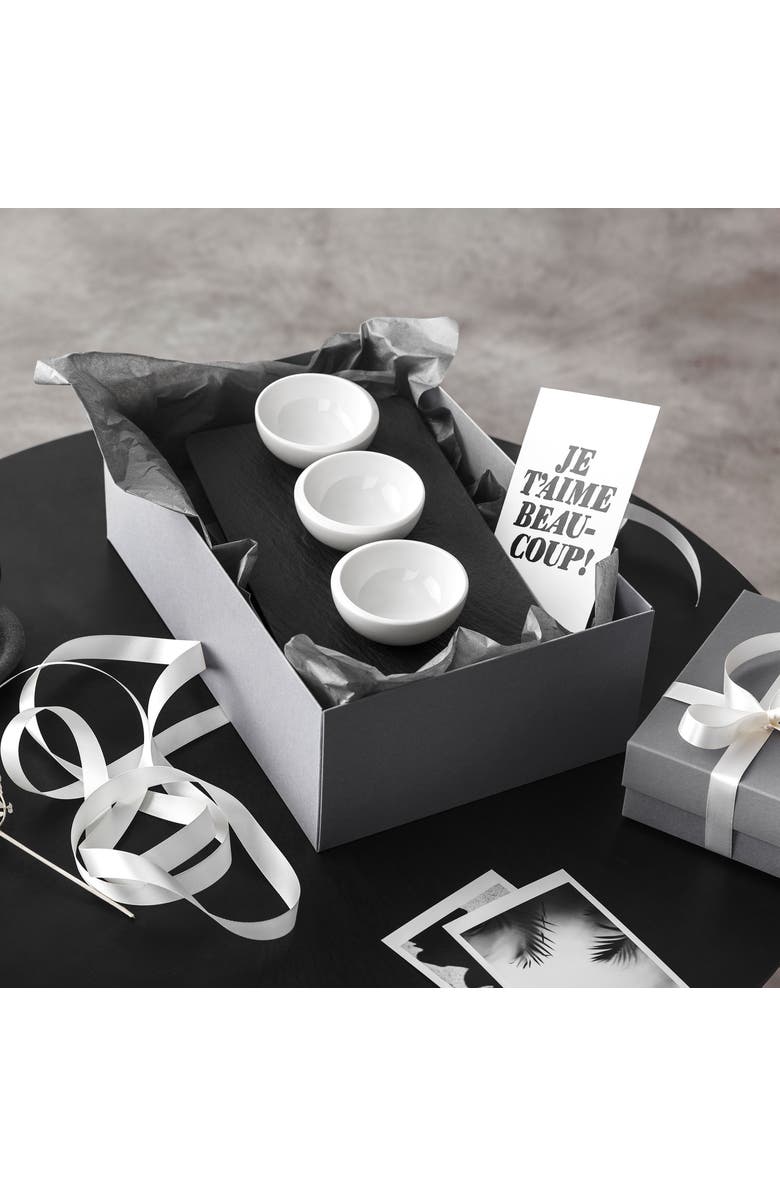 Villeroy & Boch NewMoon Dip Bow & Tray Set  4 pieces, Alternate, color, White,Black