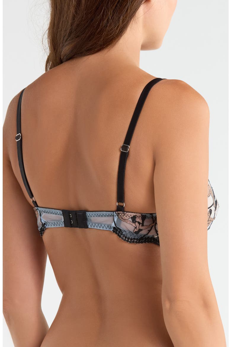 Gio Ponti Embroidered Underwire Demi Bra, Alternate, color, BLACK