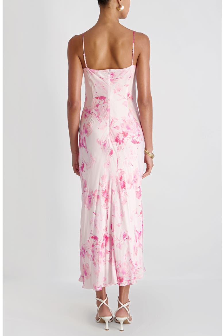 Oona Floral Print Satin Slipdress, Alternate, color, PINK ICING