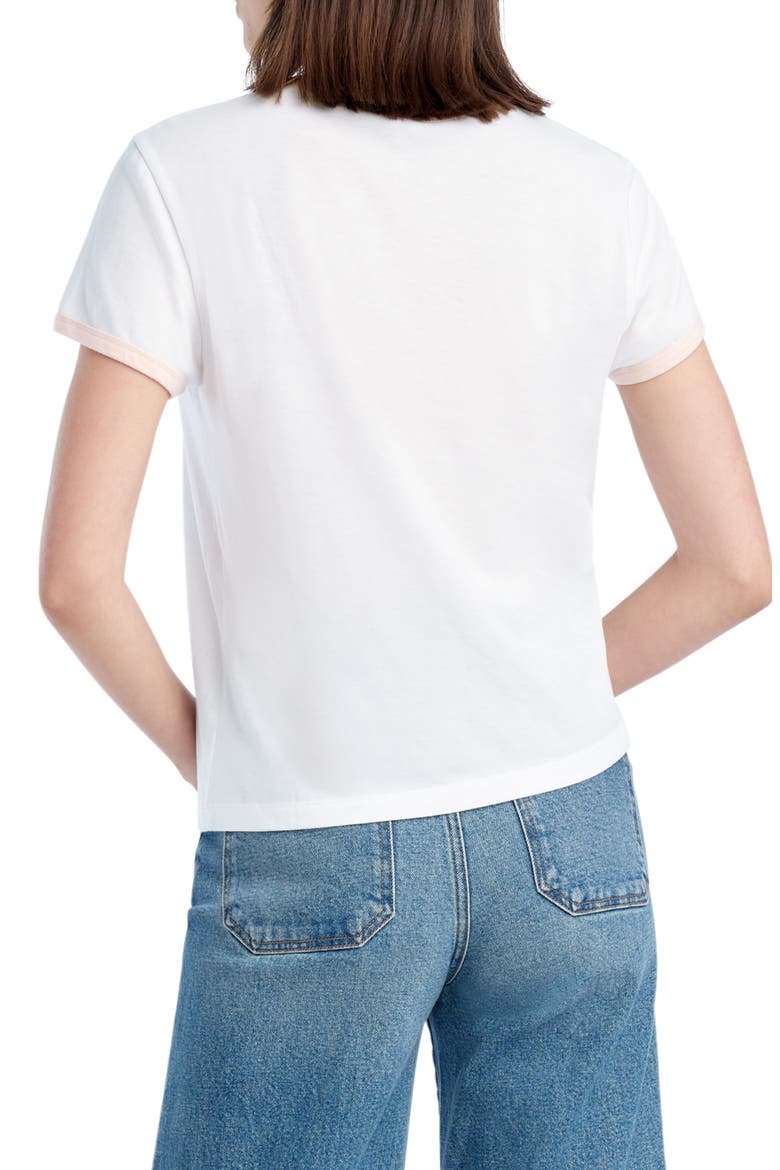 The Collegiate Chest Logo Ringer T-Shirt, Alternate, color, WHITE/ PALE PINK