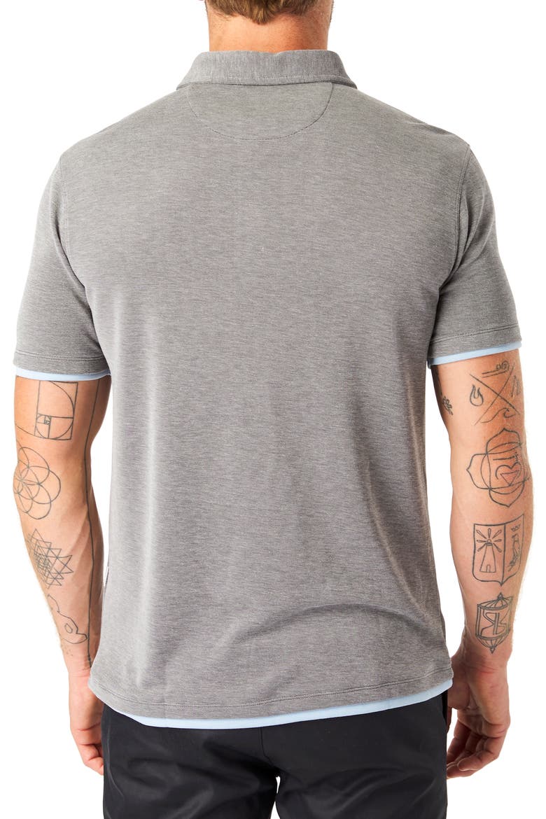 Happier Layered Slub Piqué Polo, Alternate, color, CHARCOAL