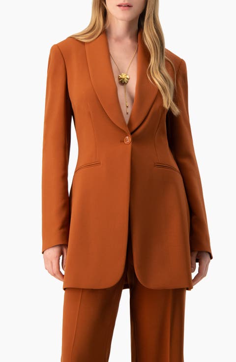Single-Button Blazer with Tuxedo Lapel