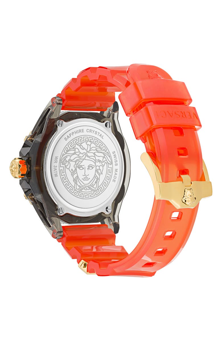 Versace Icon Active Silicone Strap Watch, 42mm, Alternate, color, Transparent Black