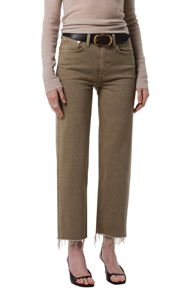 Citizens of Humanity Palma High Waist Ankle Straight Leg Jeans, Alternate, color, Bezal Olive Green