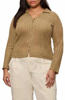 Textured Knit Button-Up Shirt
