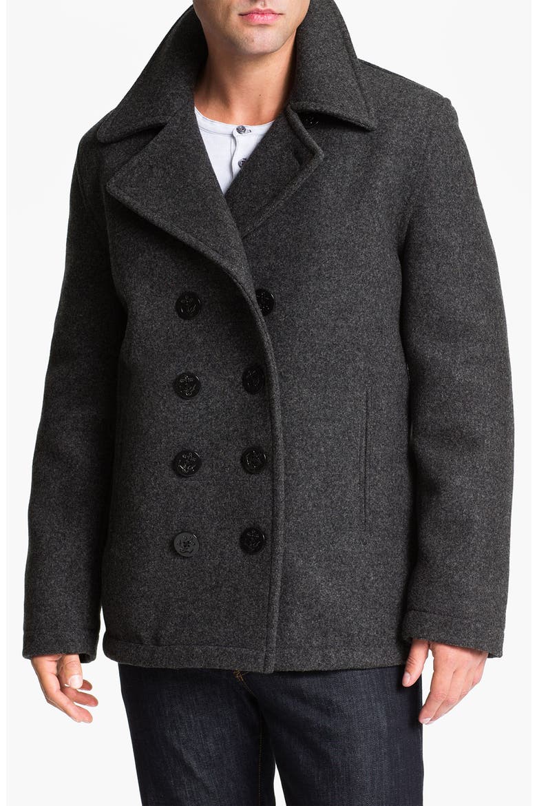 'Dugan' Wool Blend Peacoat, Main, color, CHARCOAL
