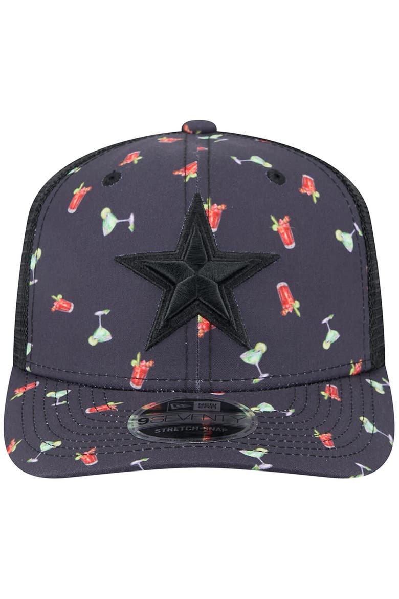 Men's New Era  Navy/Black Dallas Cowboys Adventure Drinks Pattern 9SEVENTY Stretch-Snap Hat, Alternate, color, Navy