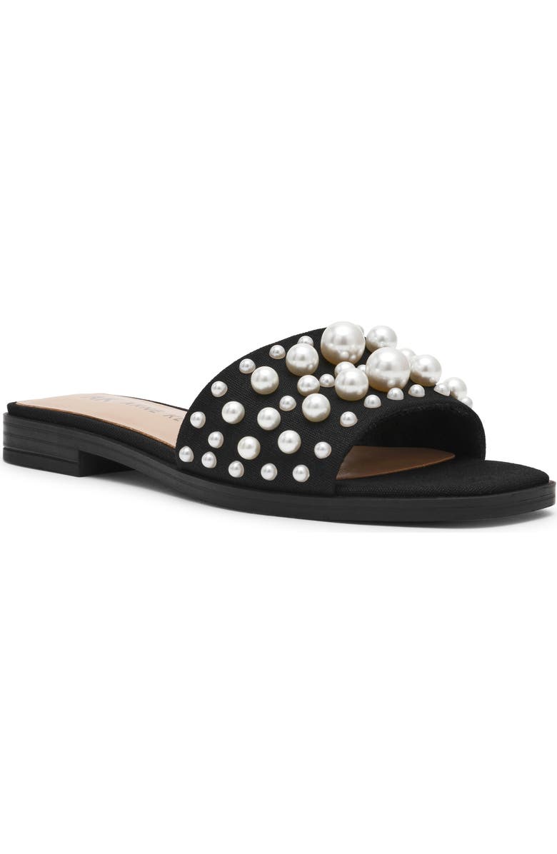 Anne Klein Eugenie Faux Pearl Slide Sandal, Main, color,