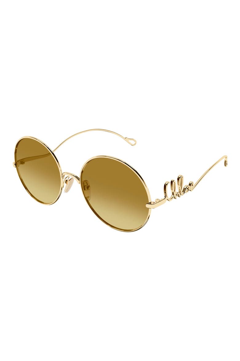 56mm Gradient Round Sunglasses, Alternate, color, GOLD