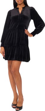 Halogen® Velvet Long Sleeve Tiered Minidress