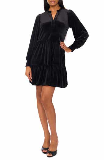 Halogen® Velvet Long Sleeve Tiered Minidress