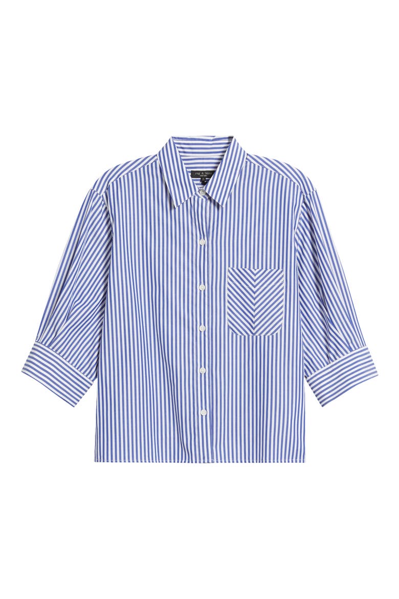 Lucia Stripe Cotton Poplin Button-Up Shirt, Alternate, color, NAVY STRIPE
