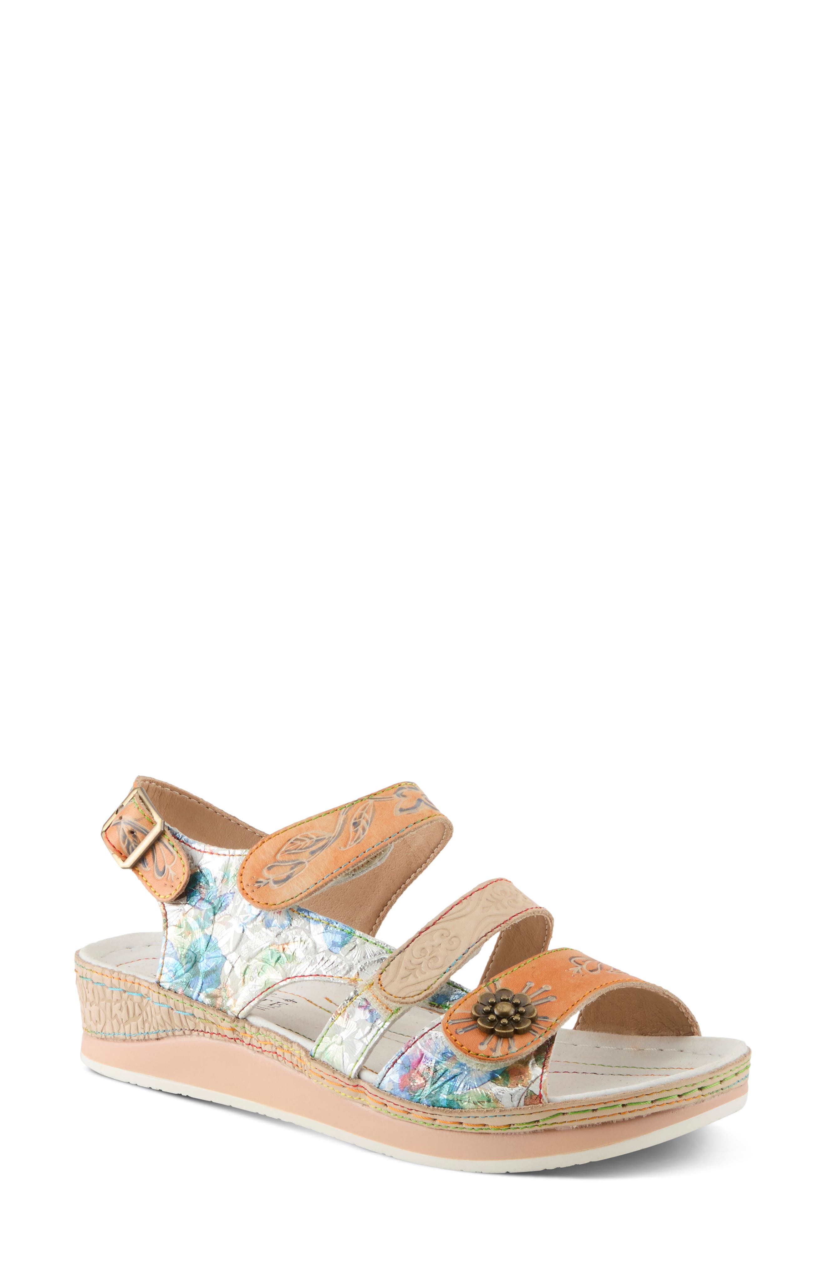 L'Artiste by Spring Step Sumacah Quarter Strap Sandal, Main, color, Beige Multi
