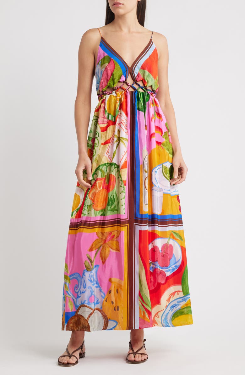 FARM Rio Summer Picnic Cutout Detail Dress, Main, color,