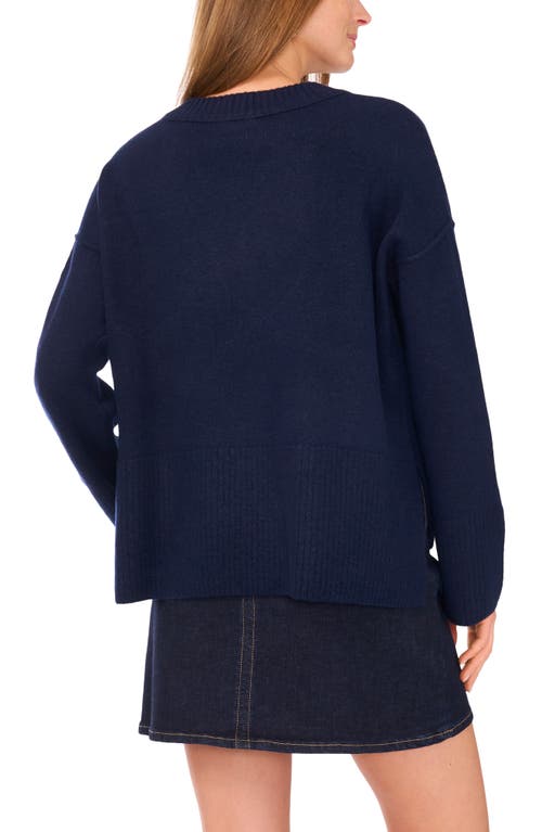 Vince Camuto High-low V-neck Sweater In Blue