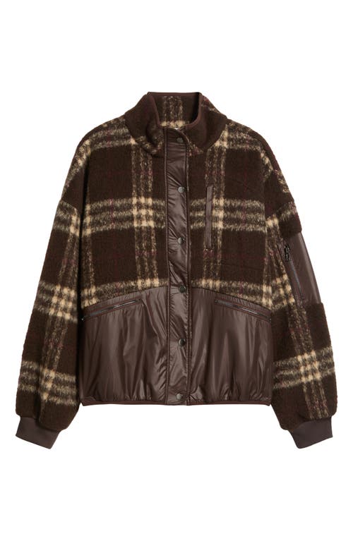 Dra Lucien Leopard Mixed Media Jacket In Brown