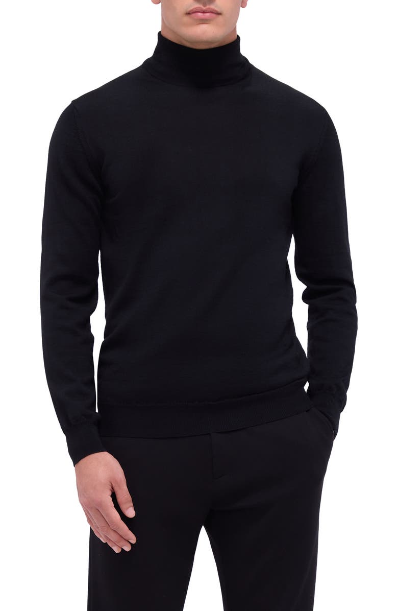 Bugatchi Sawyer Merino Wool Turtleneck Sweater, Main, color, Black