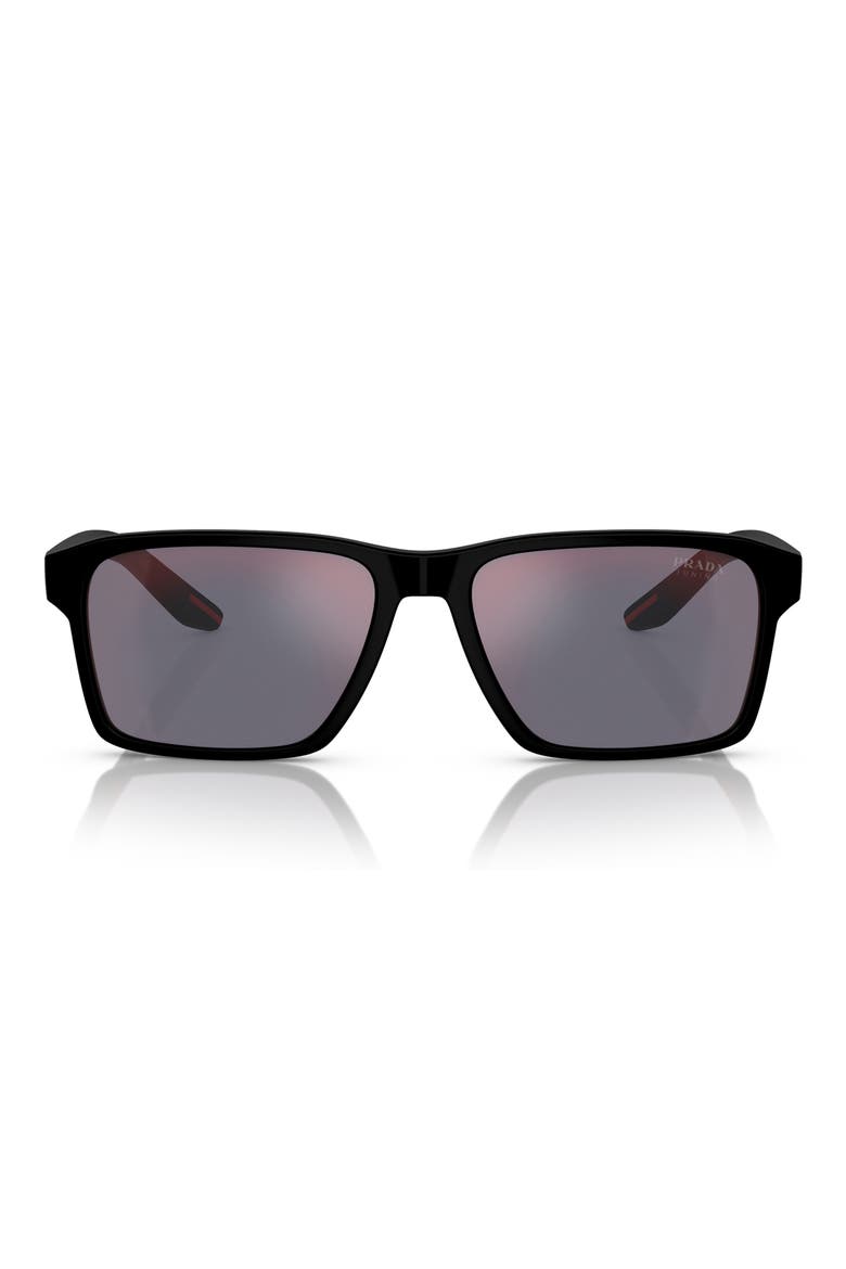 58mm Rectangular Sunglasses, Main, color, MATTE BLACK