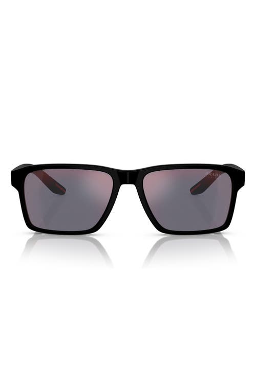 Prada Linea Rossa 58mm Rectangular Sunglasses in Matte Black 