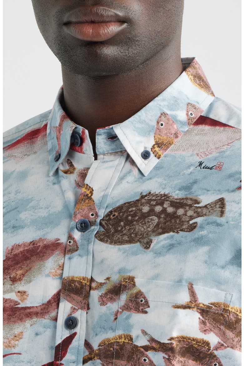 Micah's Catch Short Sleeve Button-Down Shirt, Alternate, color, SILVER BLUE