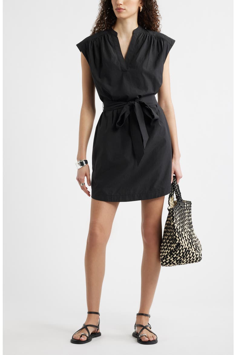 Sleeveless Belted Minidress, Alternate, color, BLACK