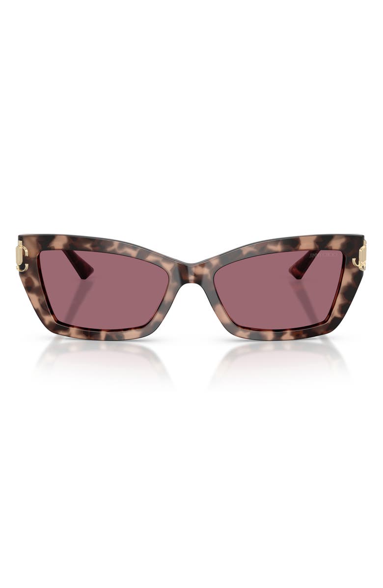 Jimmy Choo 55mm Cat Eye Sunglasses, Main, color, Pink Havana / Violet